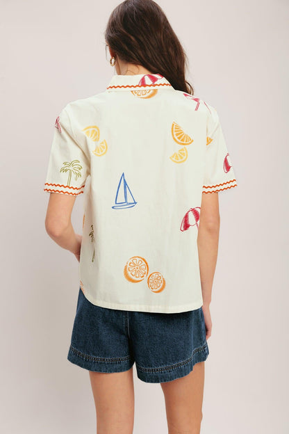 BEACH DAY CITRUS WOVEN TOP Flying Tomato