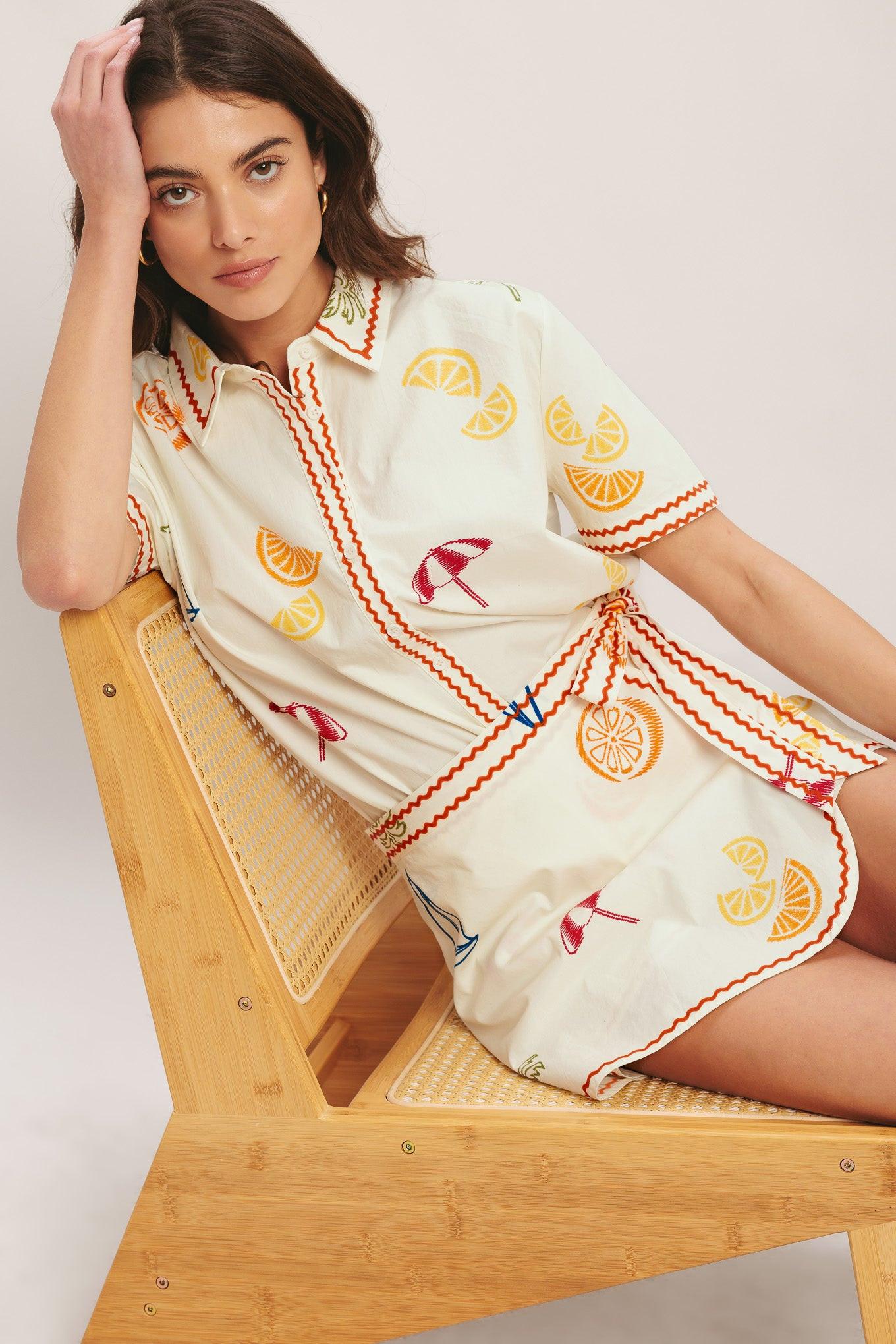 BEACH DAY CITRUS WOVEN TOP Flying Tomato