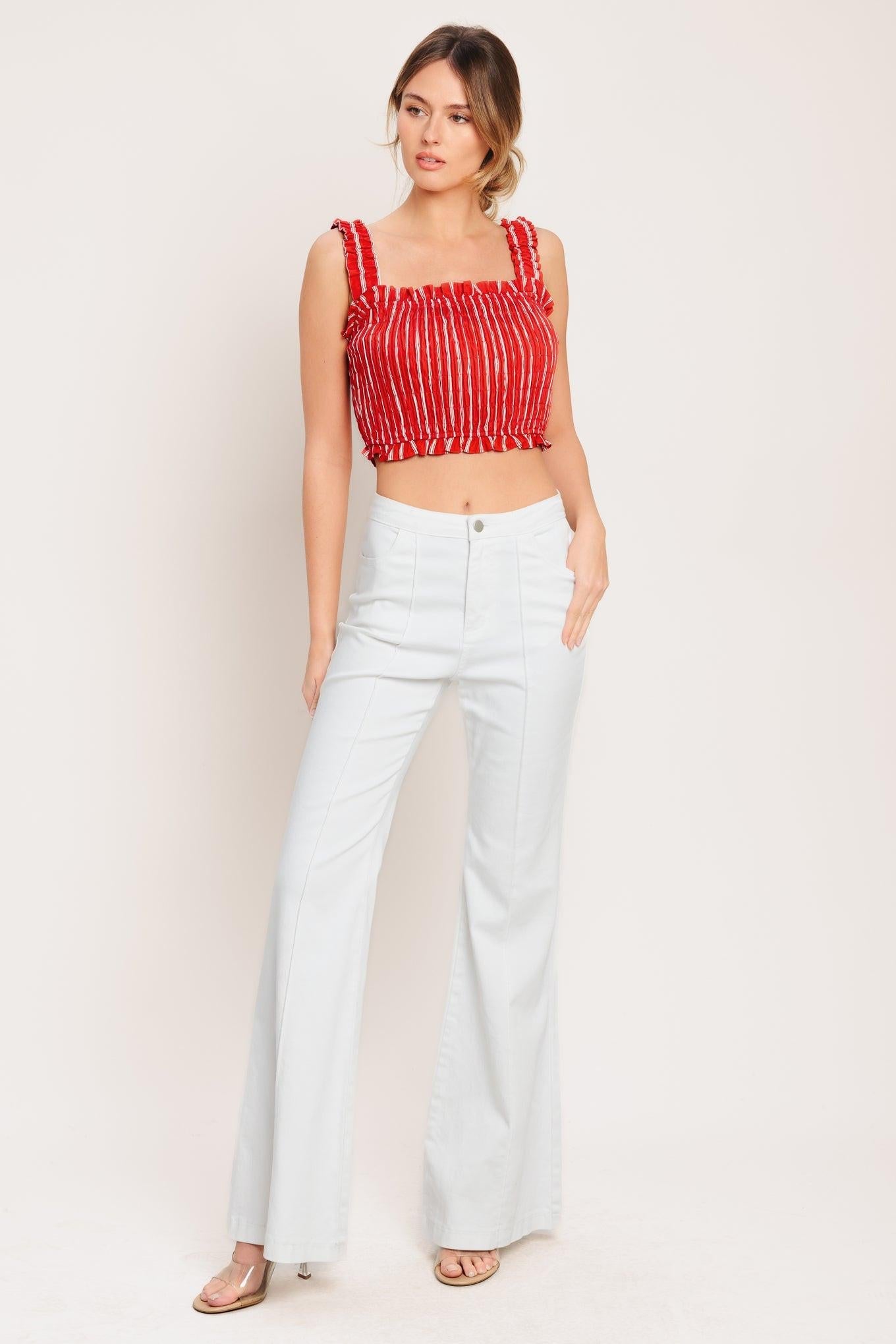 SUNSET STRIPE WOVEN TOP Flying Tomato