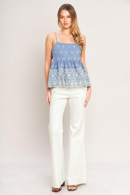 BLUE MEADOW WOVEN TOP Flying Tomato