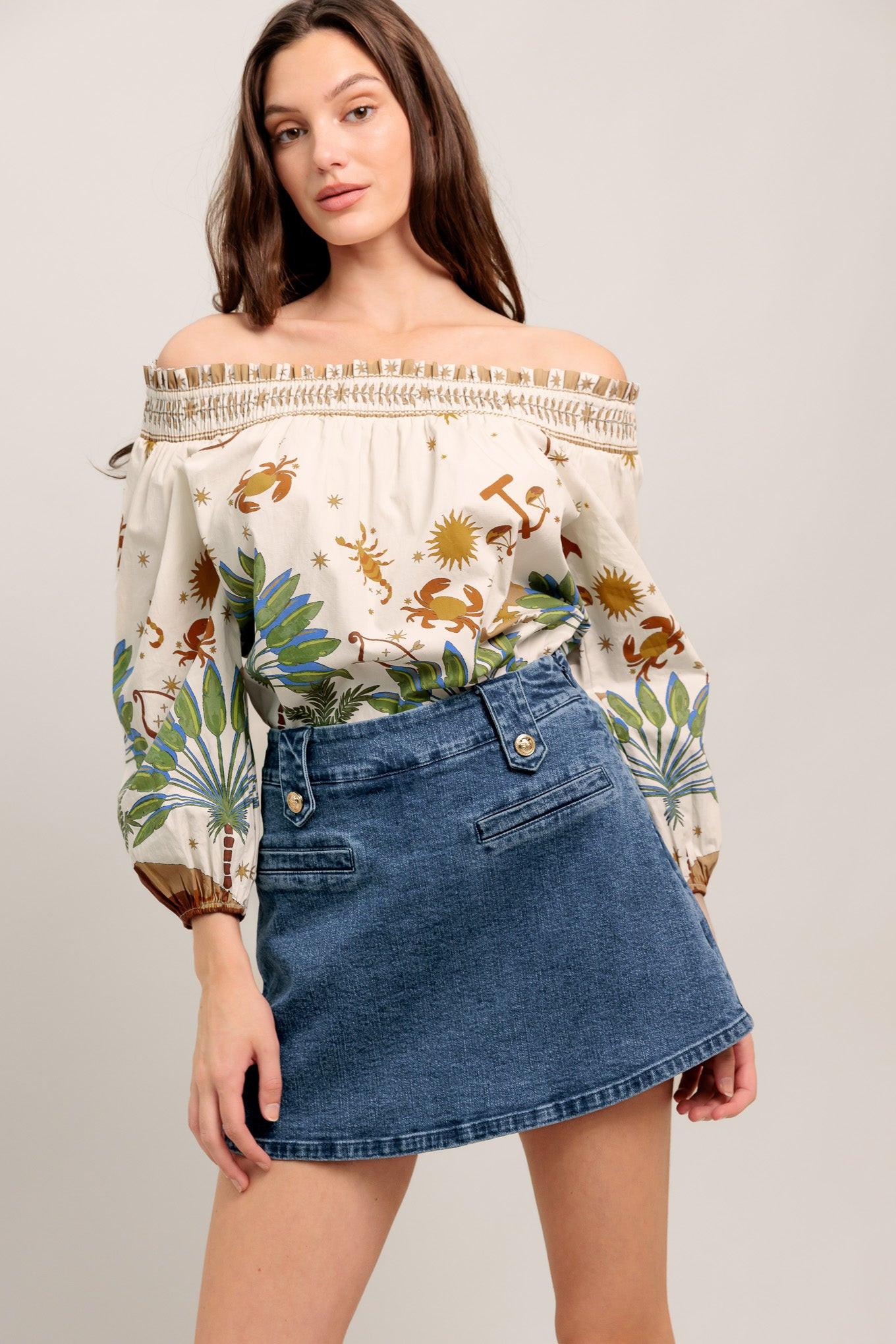 SUNLIT GARDEN WOVEN OFF SHOULDER TOP Flying Tomato