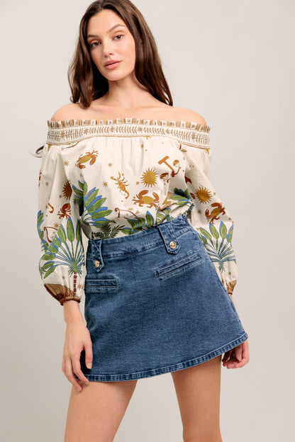 SUNLIT GARDEN WOVEN OFF SHOULDER TOP Flying Tomato