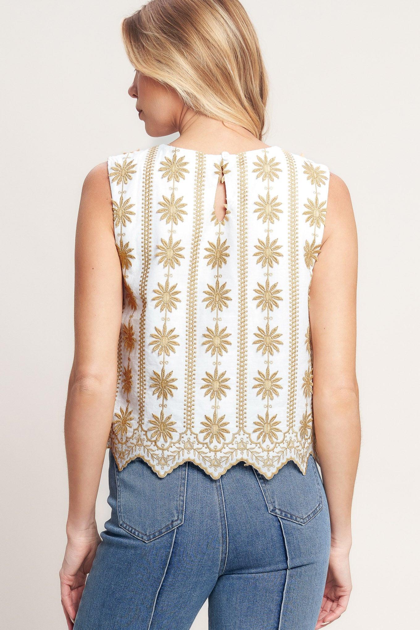 SUN-KISSED WOVEN EMBROIDERED TOP Flying Tomato