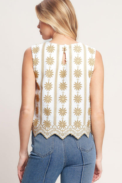 SUN-KISSED WOVEN EMBROIDERED TOP Flying Tomato