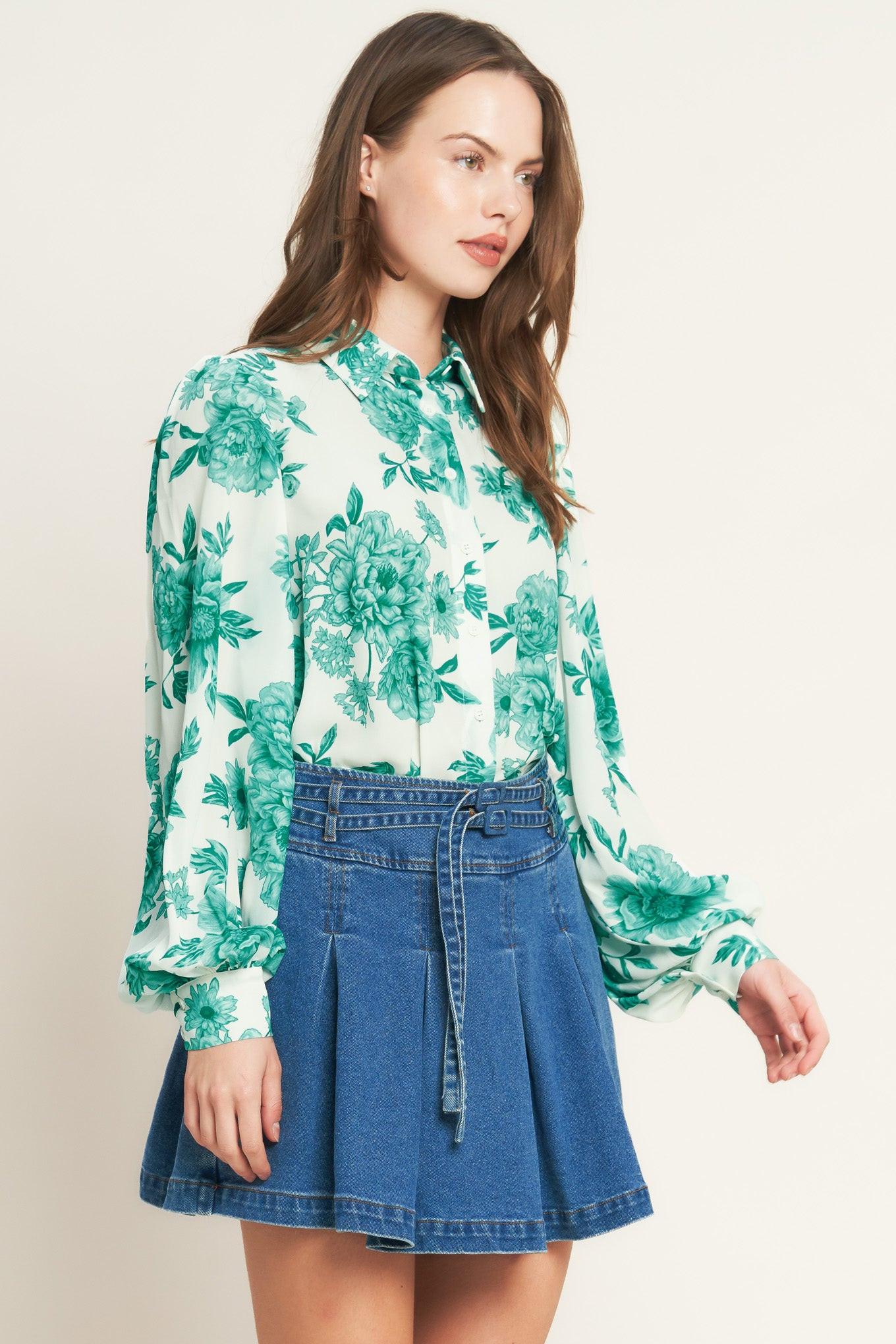 BOTANICAL POP WOVEN TOP Flying Tomato