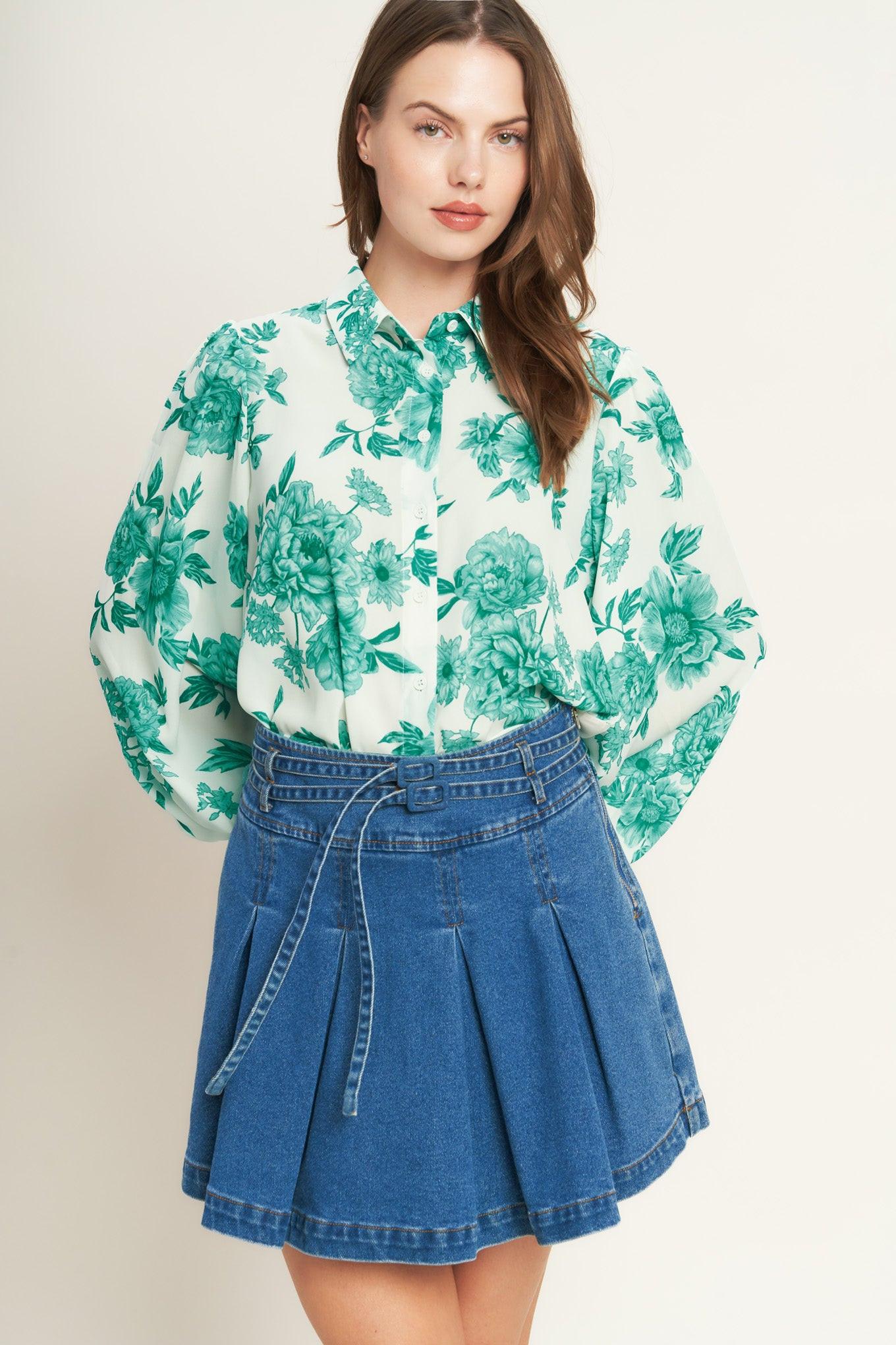 BOTANICAL POP WOVEN TOP Flying Tomato