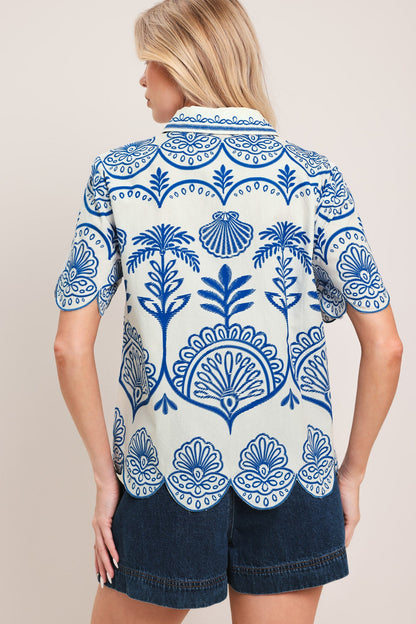COASTLINE PALM WOVEN TOP Flying Tomato