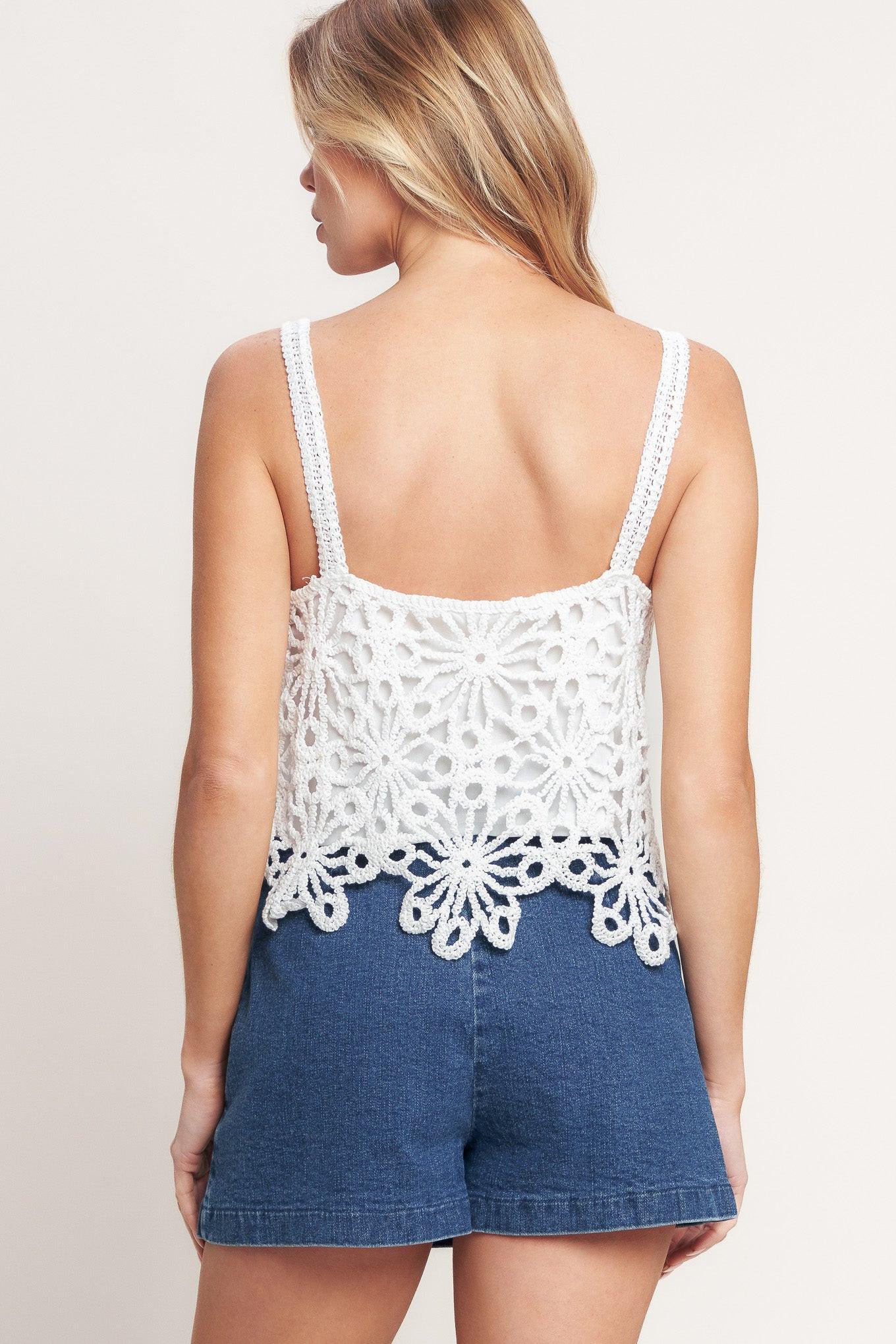 SUNLIT LACE STORY CROCHET LACE TOP Flying Tomato
