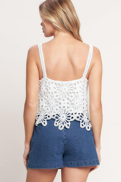 SUNLIT LACE STORY CROCHET LACE TOP Flying Tomato