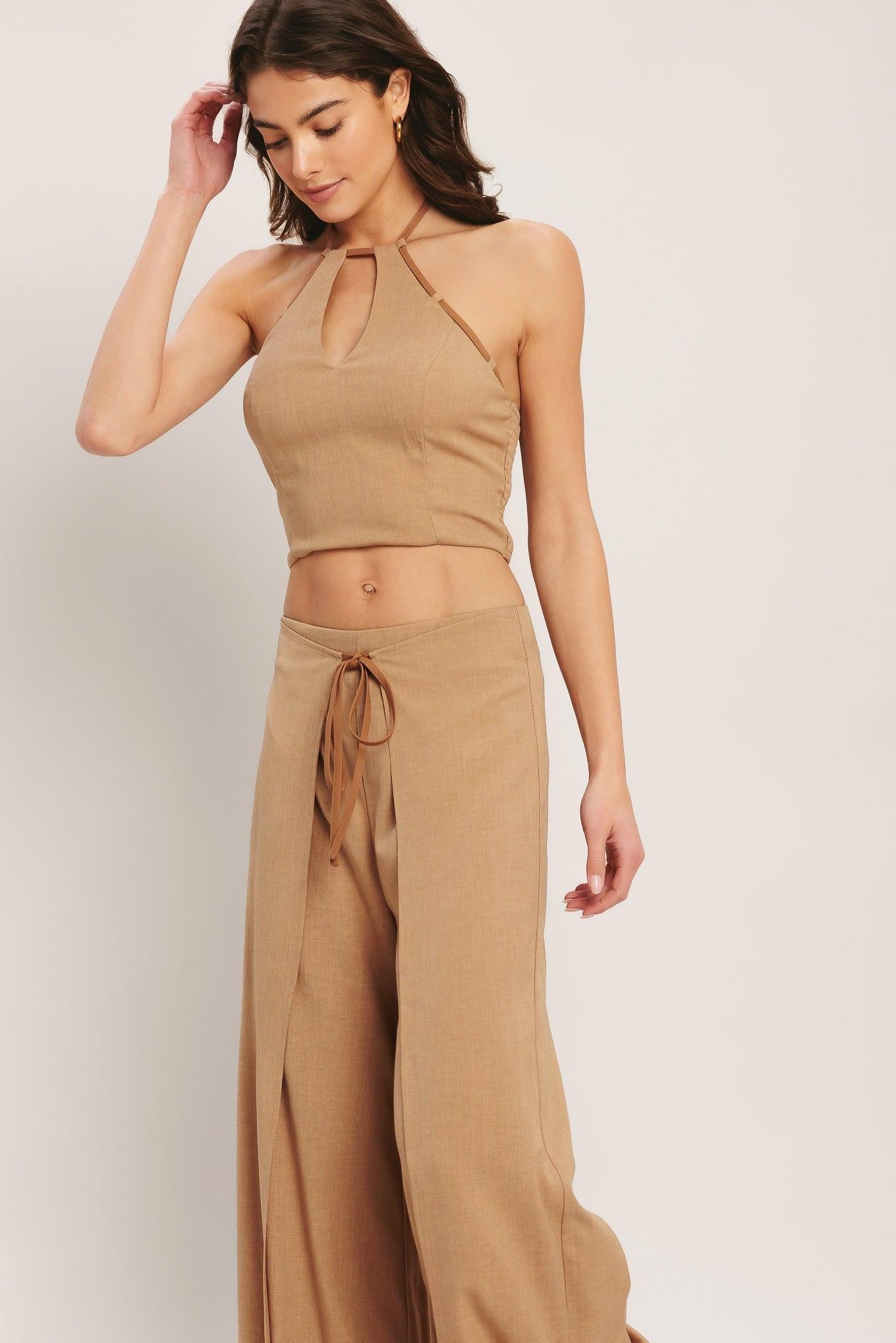 CARAMEL COAST WOVEN CROP TOP Flying Tomato
