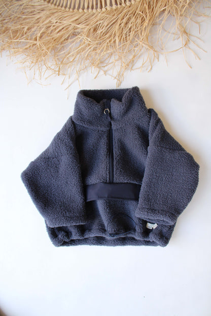 Oversize Fleece Blue Jacket Honey and Hive