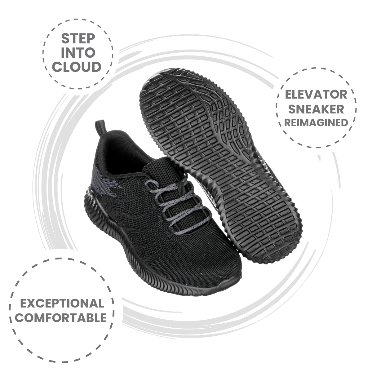 CALTO - Q216 - 2.8 Inches Taller (Black/Grey) - Ultra Lightweight Tallmenshoes.com