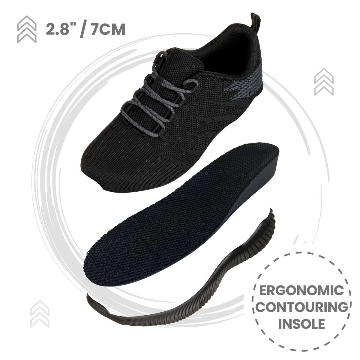 CALTO - Q216 - 2.8 Inches Taller (Black/Grey) - Ultra Lightweight Tallmenshoes.com