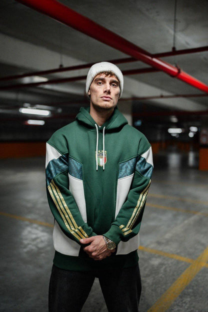 Italy Logo Green & White Oversized Hoodie - Stylish and Comfortable Sweatshirt Withinblack