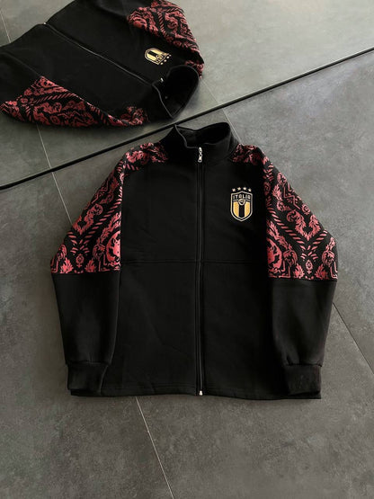 Italy Logo Zippered Hoodie - Stylish Sweatshirt with Sleeve Print Design Withinblack