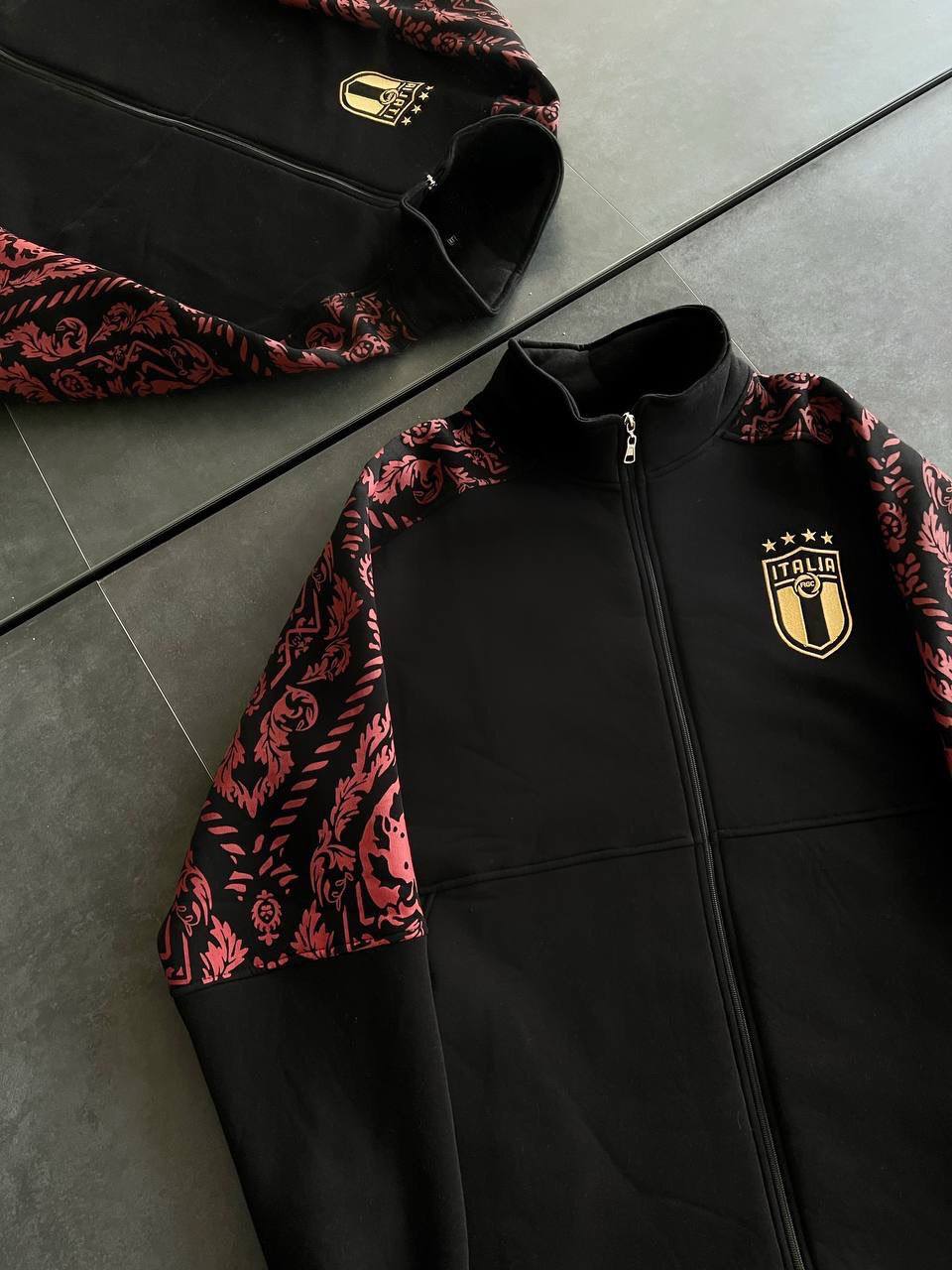 Italy Logo Zippered Hoodie - Stylish Sweatshirt with Sleeve Print Design Withinblack
