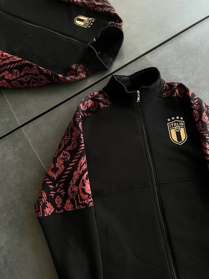 Italy Logo Zippered Hoodie - Stylish Sweatshirt with Sleeve Print Design Withinblack