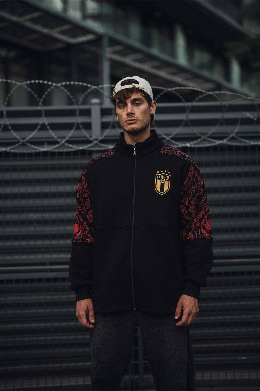 Italy Logo Zippered Hoodie - Stylish Sweatshirt with Sleeve Print Design Withinblack
