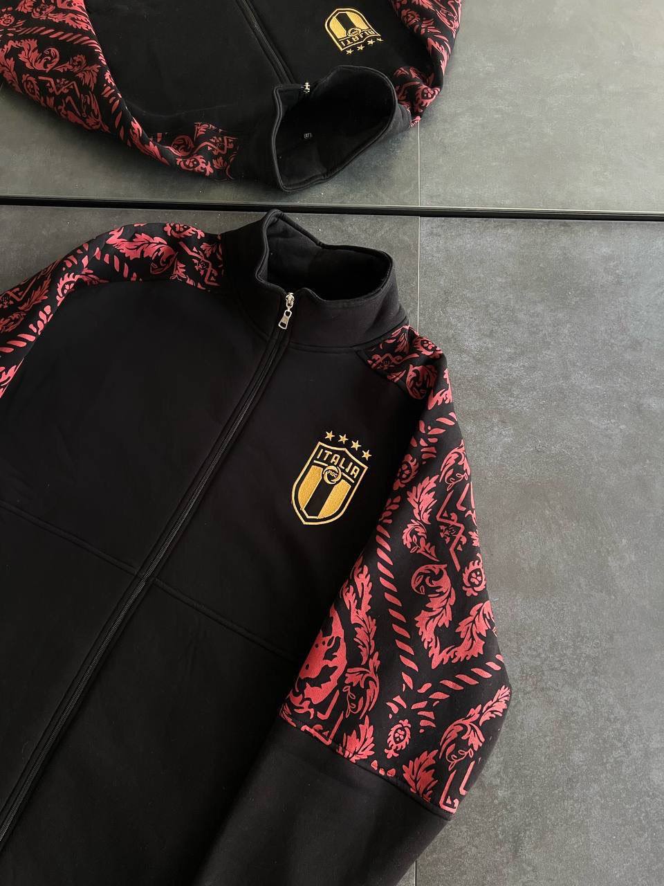 Italy Logo Zippered Hoodie - Stylish Sweatshirt with Sleeve Print Design Withinblack