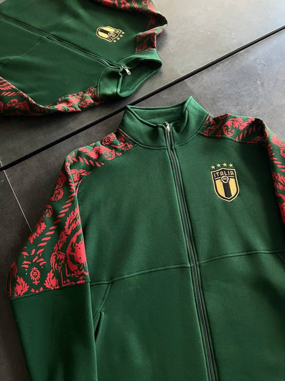 Italy Logo Zippered Hoodie - Stylish Sweatshirt with Sleeve Print Design Withinblack
