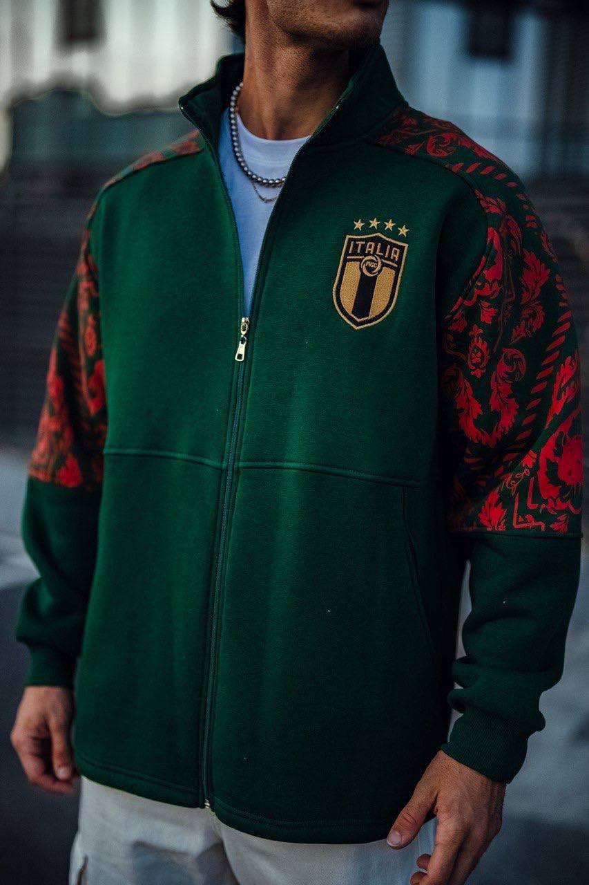 Italy Logo Zippered Hoodie - Stylish Sweatshirt with Sleeve Print Design Withinblack