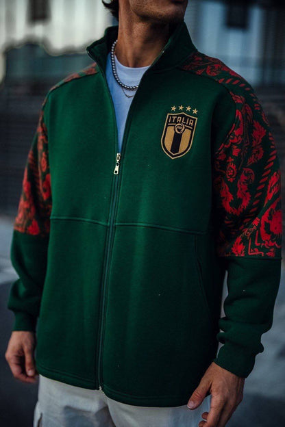 Italy Logo Zippered Hoodie - Stylish Sweatshirt with Sleeve Print Design Withinblack