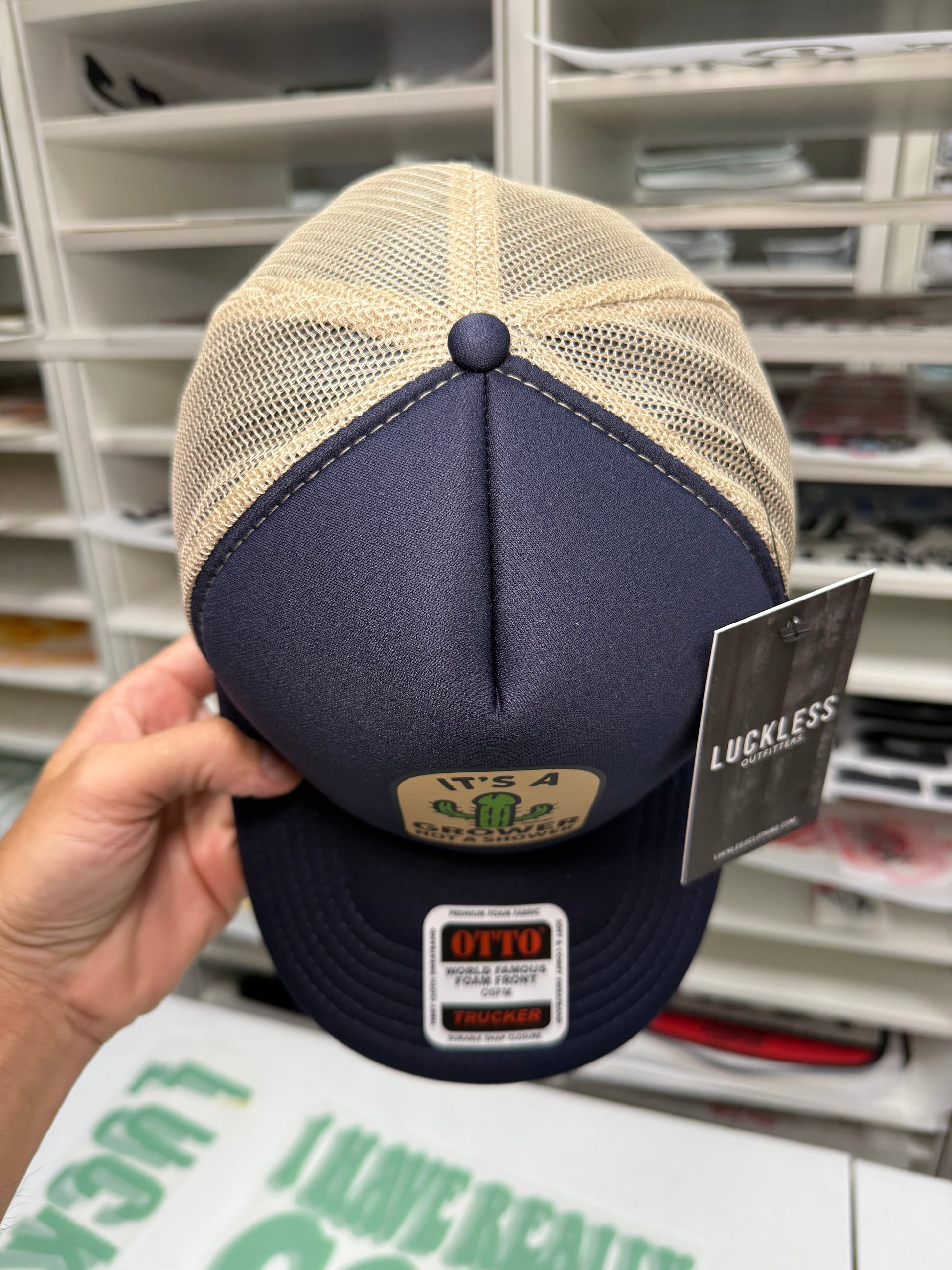 Its a Grower Not A Shower Trucker Hat Luckless Outfitters
