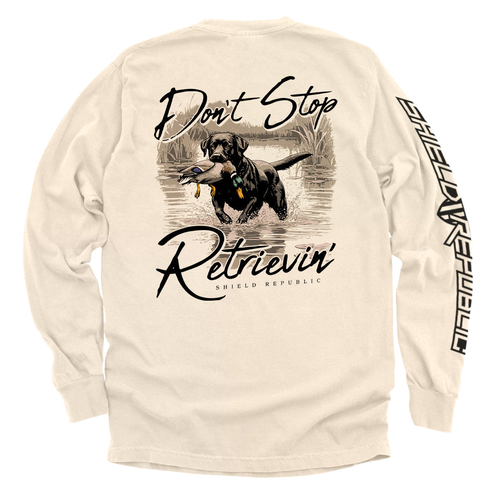 Don't Stop Retrievin' Black Lab Shield Republic