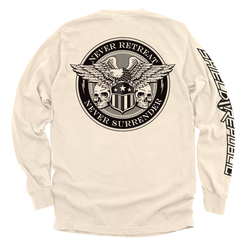 Never Retreat Never Surrender Skulls Shield Republic
