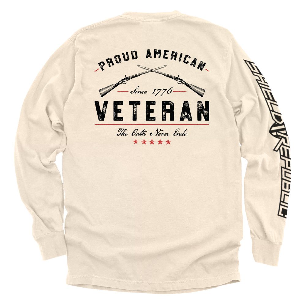 Proud American Veteran The Oath Never Ends Shield Republic