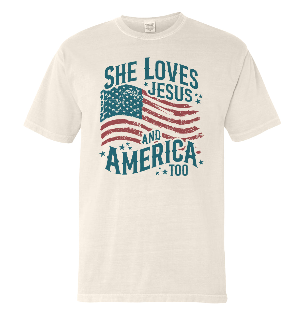 She Loves Jesus And America Too (Front) Shield Republic
