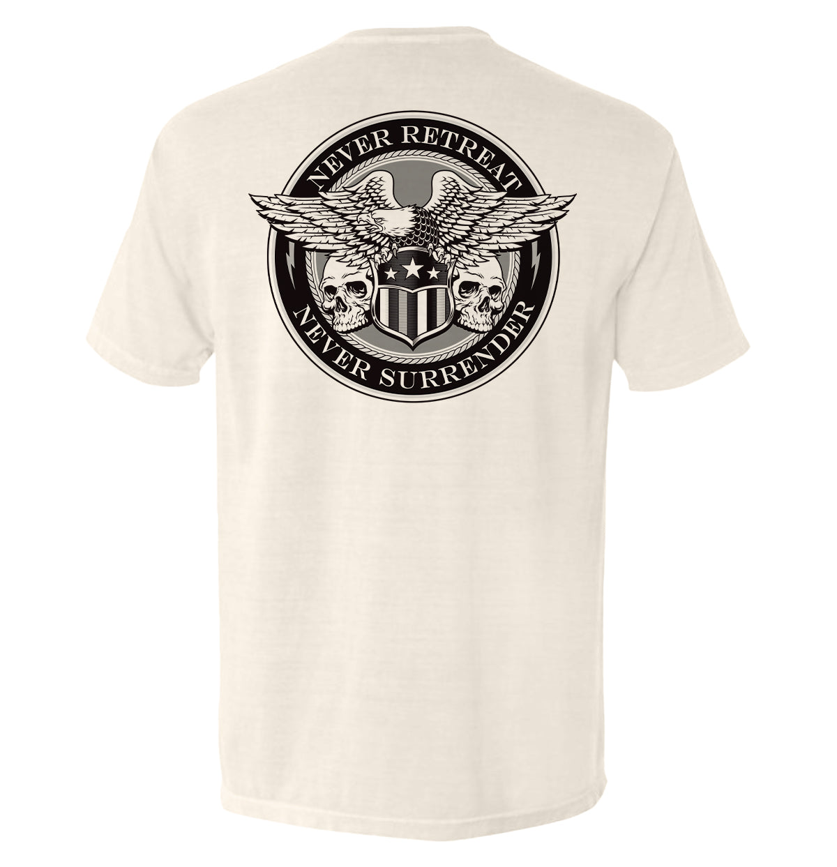 Never Retreat Never Surrender Skulls Shield Republic