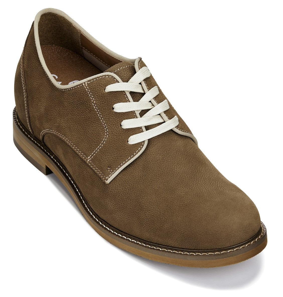 CALTO - J1312 - 3 Inches Taller (Khaki Brown) - Business Casual Leather Derbies Tallmenshoes.com