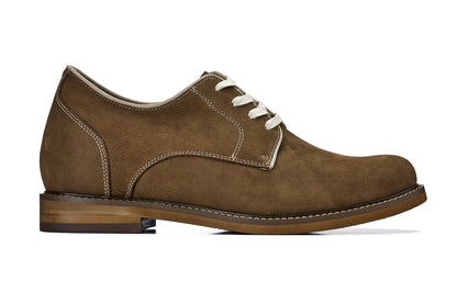 CALTO - J1312 - 3 Inches Taller (Khaki Brown) - Business Casual Leather Derbies Tallmenshoes.com