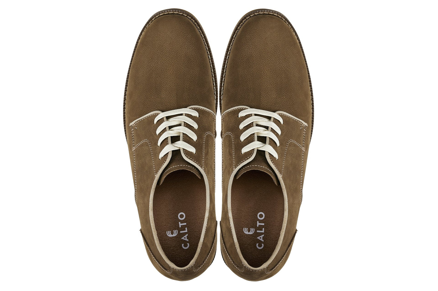 CALTO - J1312 - 3 Inches Taller (Khaki Brown) - Business Casual Leather Derbies Tallmenshoes.com