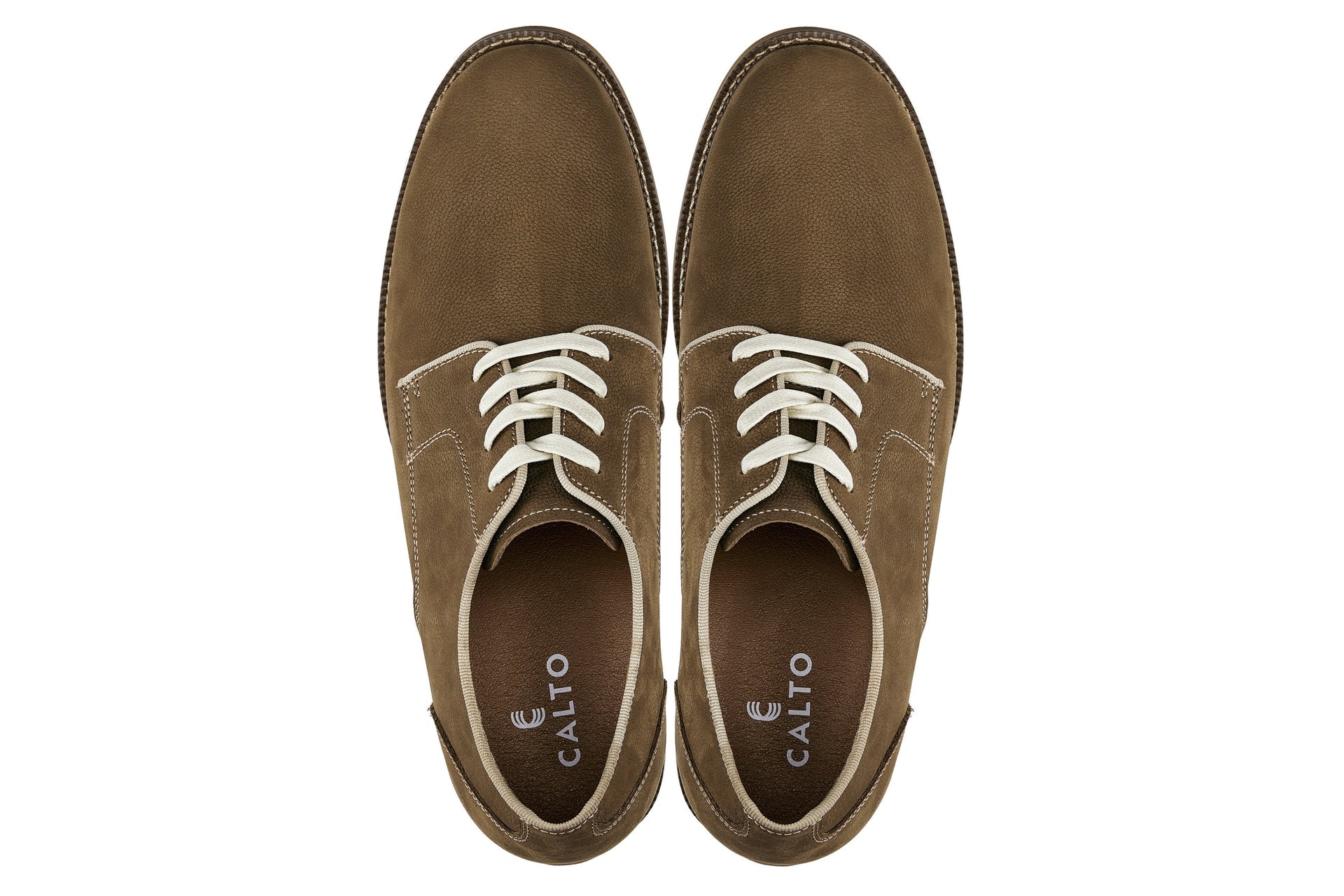 CALTO - J1312 - 3 Inches Taller (Khaki Brown) - Business Casual Leather Derbies Tallmenshoes.com