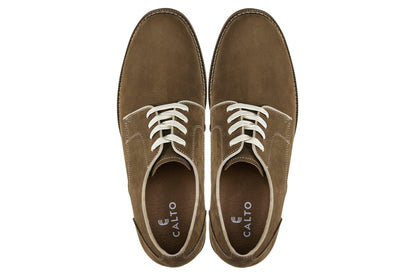 CALTO - J1312 - 3 Inches Taller (Khaki Brown) - Business Casual Leather Derbies Tallmenshoes.com