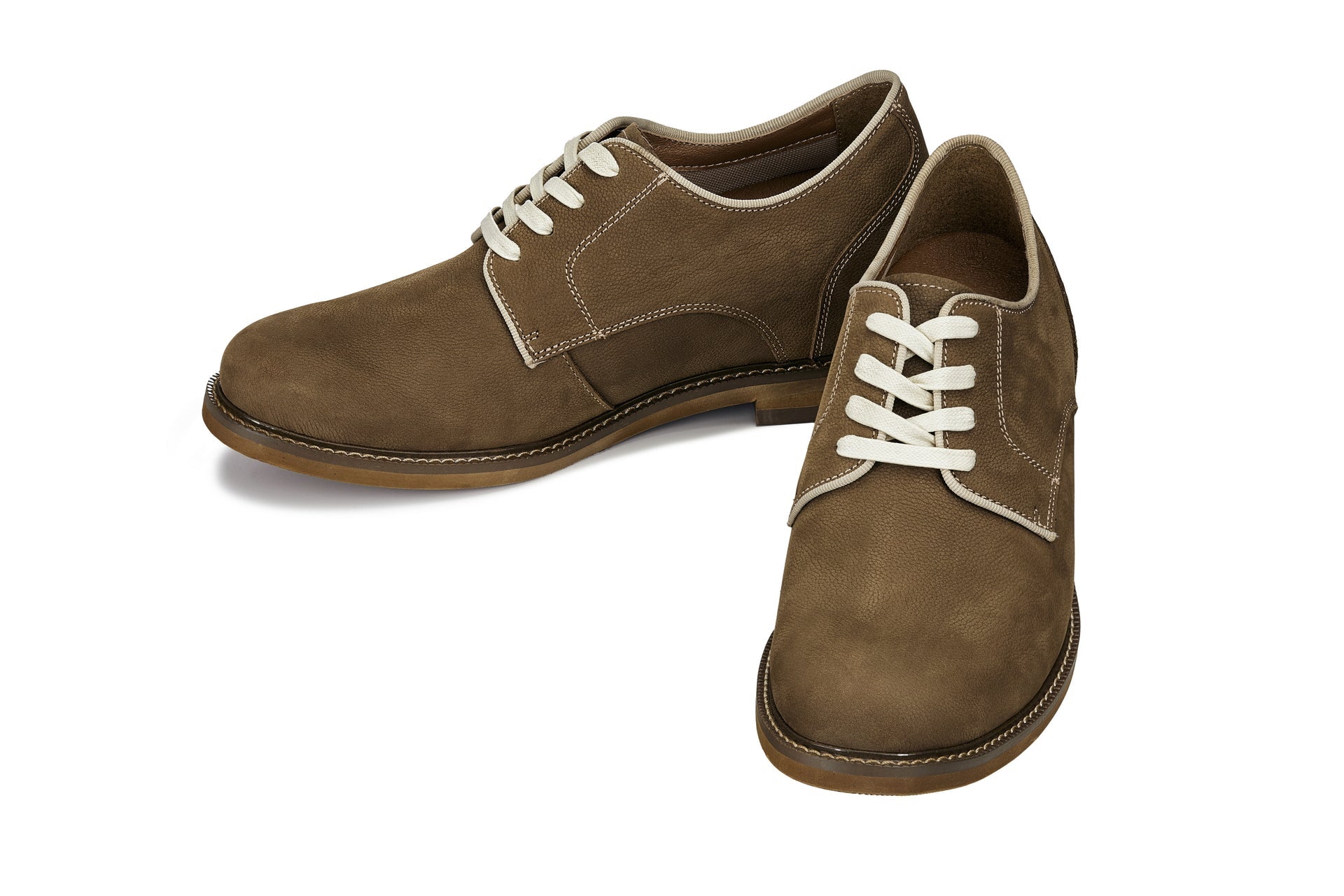 CALTO - J1312 - 3 Inches Taller (Khaki Brown) - Business Casual Leather Derbies Tallmenshoes.com