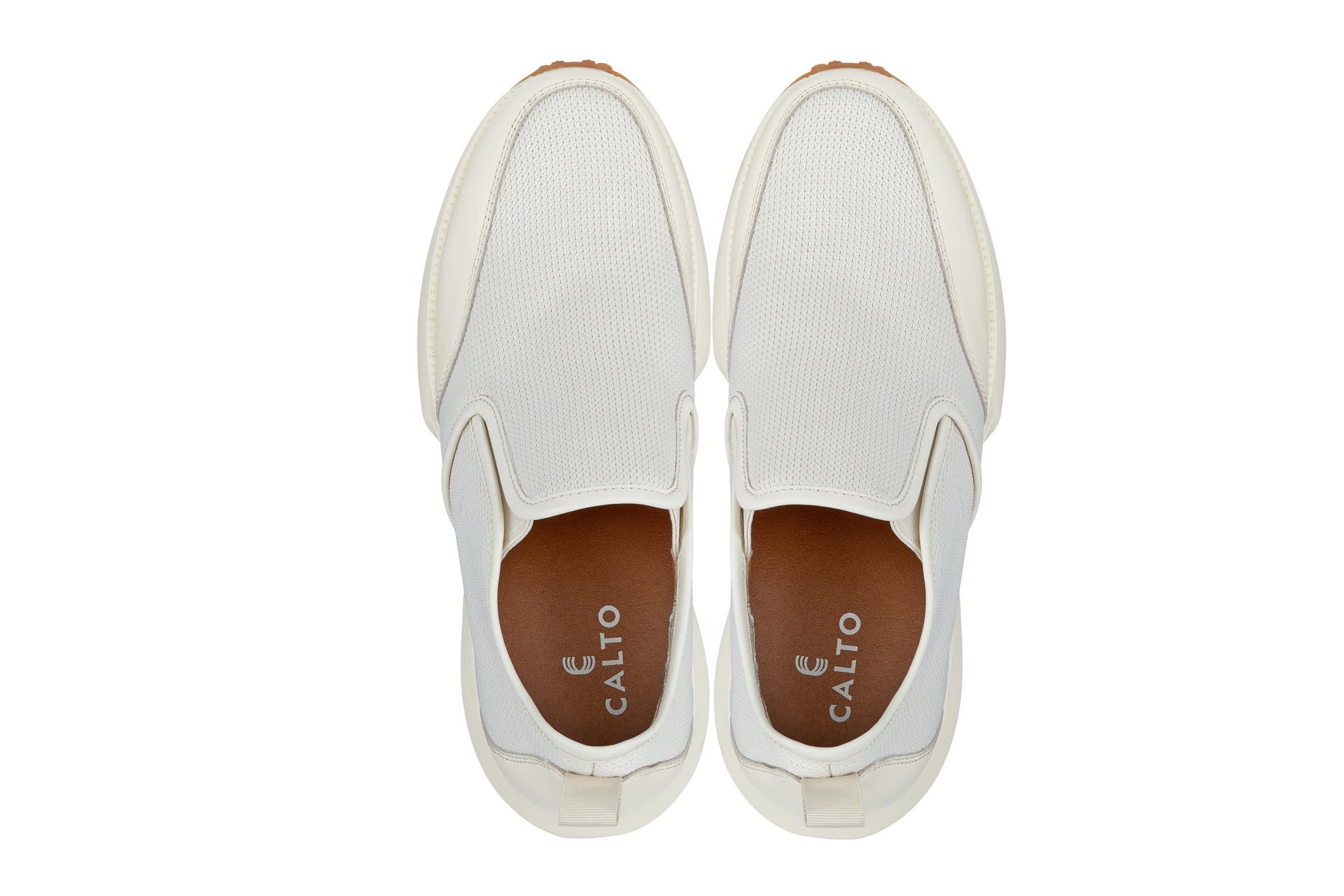 CALTO - J1434  - 3.3 Inches Taller (Off-White) - Casual Chunky Sole Sneaker Loafers Tallmenshoes.com