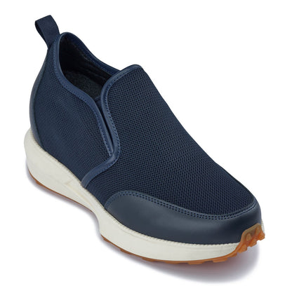 CALTO - J1435  - 3.3 Inches Taller (Dark Blue) - Casual Chunky Sole Sneaker Loafers Tallmenshoes.com