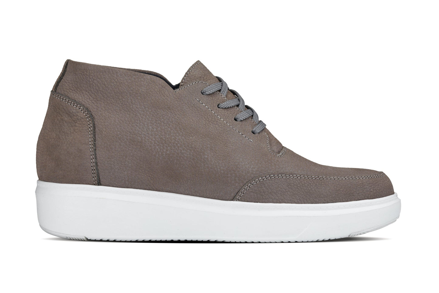 CALTO - J1771  - 3.2 Inches Taller (Grey) - Casual Chunky Sole Boots – Soft Pebble Grain Nubuck Leather Tallmenshoes.com