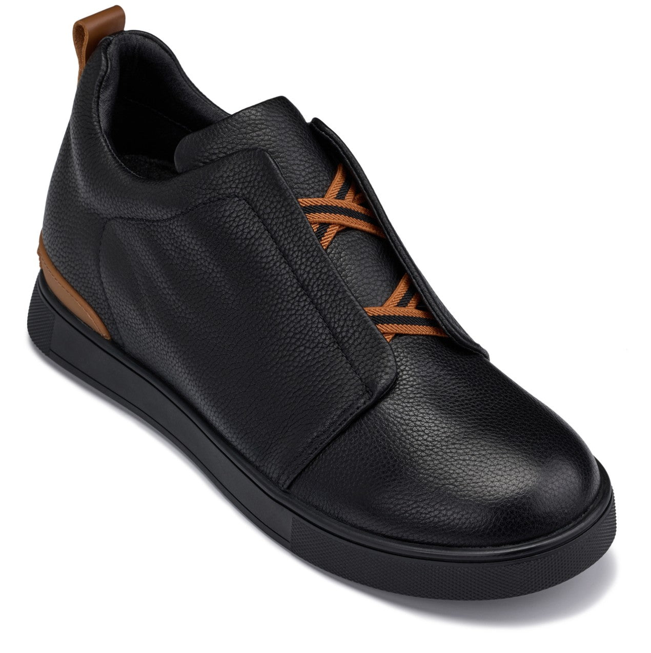 CALTO - J1931  - 2.6 Inches Taller (Black/Black Sole) - Slip-On Snoafers Tallmenshoes.com
