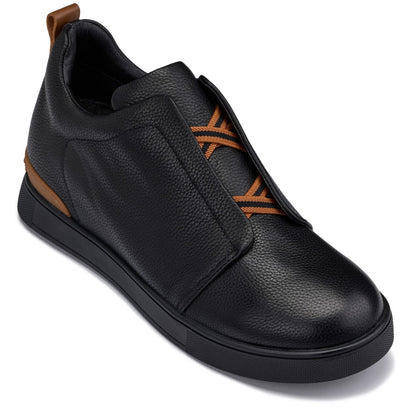 CALTO - J1931  - 2.6 Inches Taller (Black/Black Sole) - Slip-On Snoafers Tallmenshoes.com