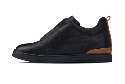 CALTO - J1931  - 2.6 Inches Taller (Black/Black Sole) - Slip-On Snoafers Tallmenshoes.com