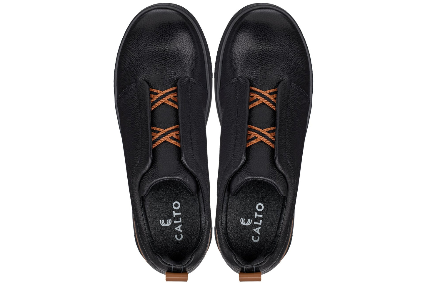 CALTO - J1931  - 2.6 Inches Taller (Black/Black Sole) - Slip-On Snoafers Tallmenshoes.com