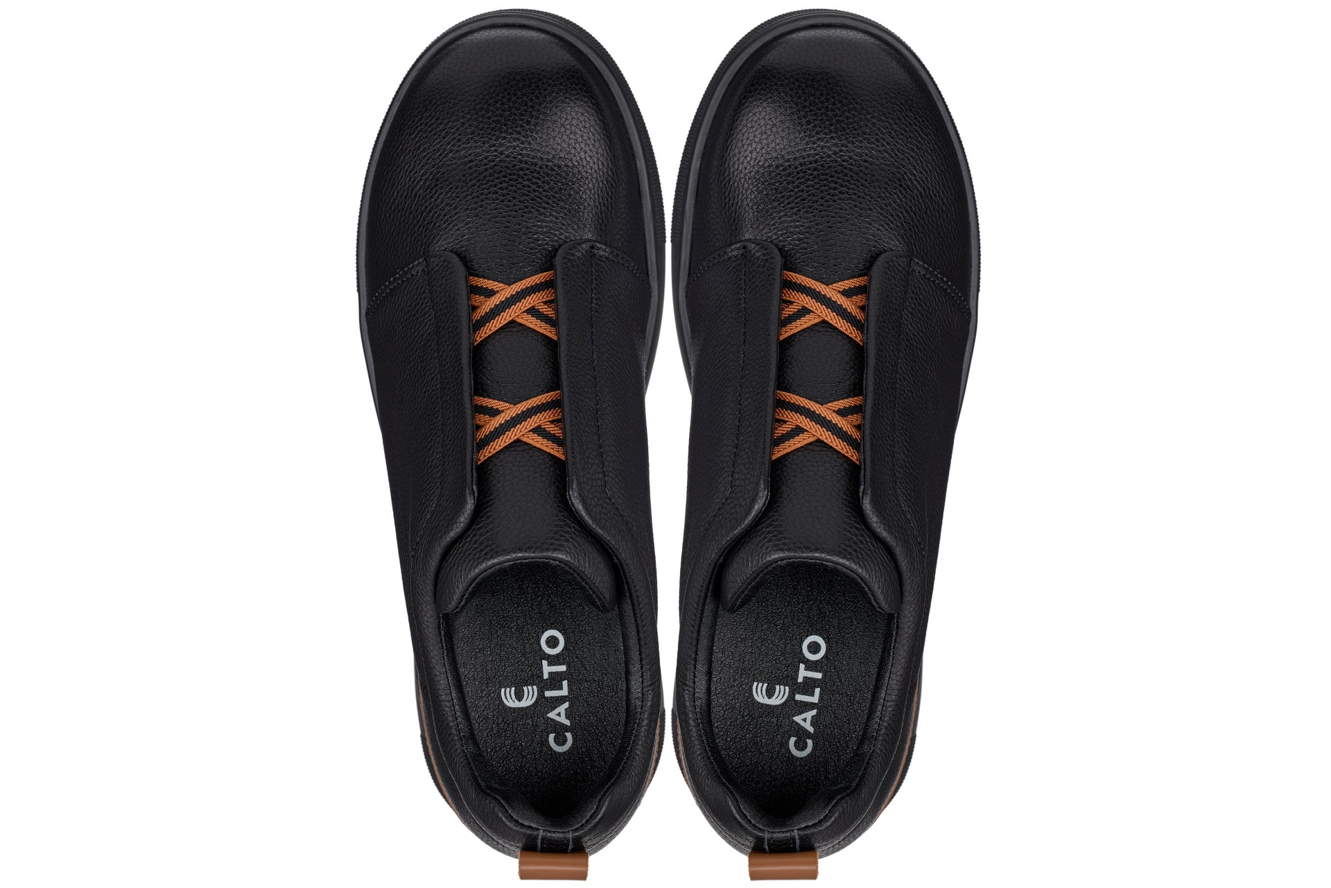 CALTO - J1931  - 2.6 Inches Taller (Black/Black Sole) - Slip-On Snoafers Tallmenshoes.com