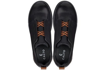 CALTO - J1931  - 2.6 Inches Taller (Black/Black Sole) - Slip-On Snoafers Tallmenshoes.com