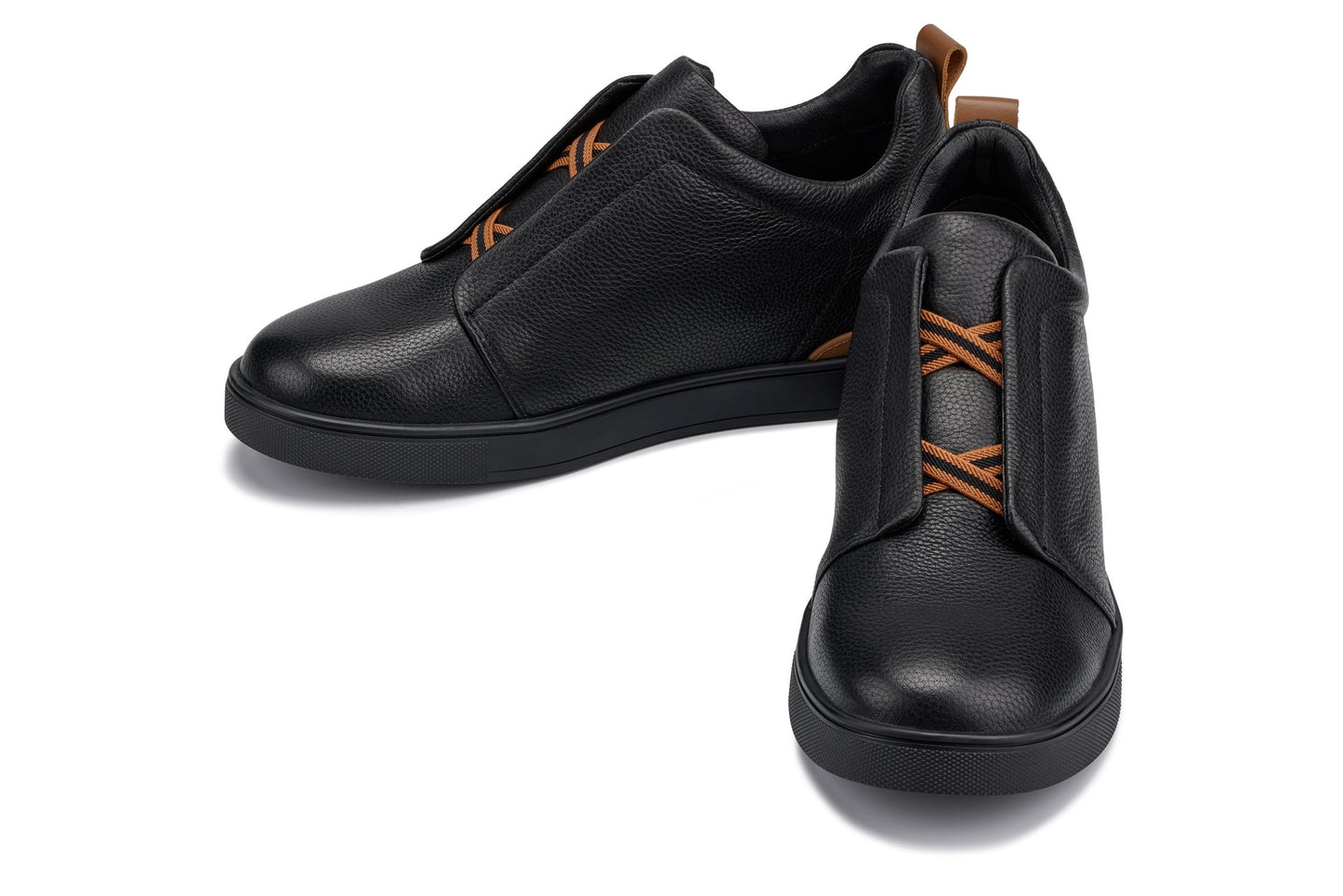 CALTO - J1931  - 2.6 Inches Taller (Black/Black Sole) - Slip-On Snoafers Tallmenshoes.com