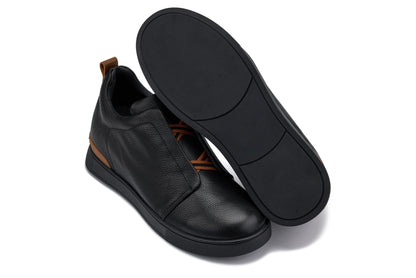 CALTO - J1931  - 2.6 Inches Taller (Black/Black Sole) - Slip-On Snoafers Tallmenshoes.com