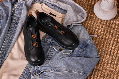 CALTO - J1931  - 2.6 Inches Taller (Black/Black Sole) - Slip-On Snoafers Tallmenshoes.com